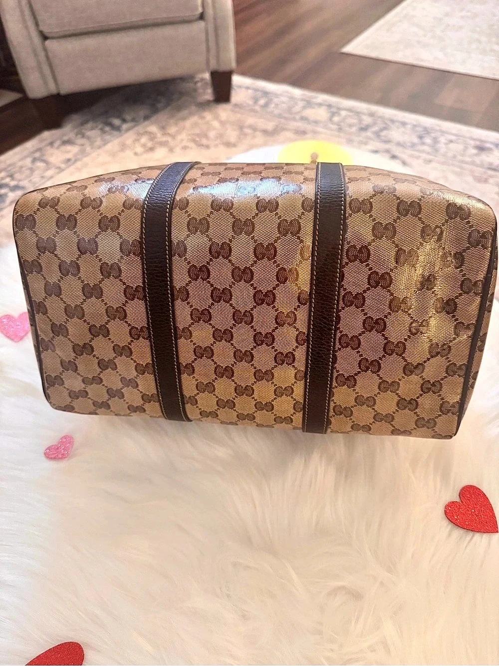Gucci GG Supreme Monogram Boston Bag Brown